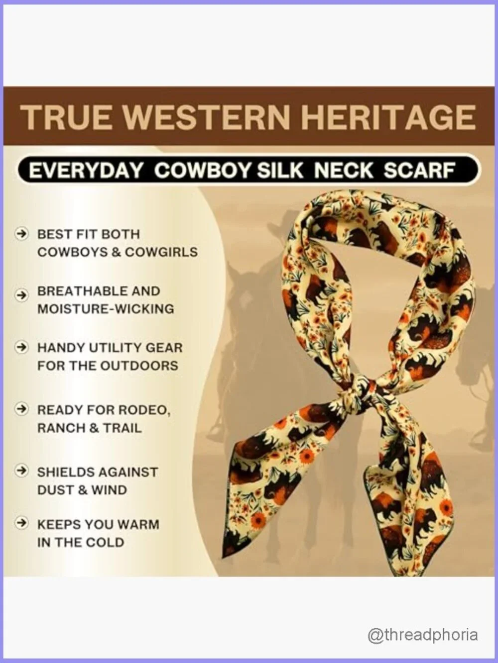Silk Charmeuse Square Scarf 36x36 Wild Rags Western Cowboy Bandana